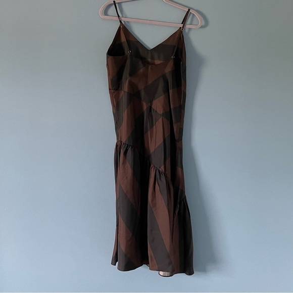 New! Cynthia Rowley Olivia striped slip midi Dress black brown nwt 13891 - Picture 6 of 11
